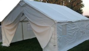 canvas tent open door