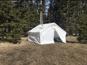canvas tents with a stove