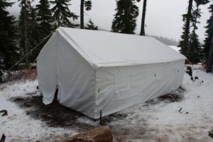 wall tent in snow