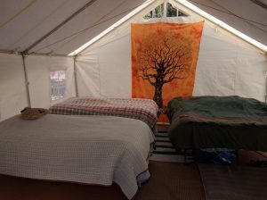 glamping tent with beds