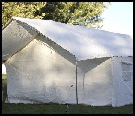 canvas tent with awning