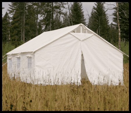 canvas tent in field