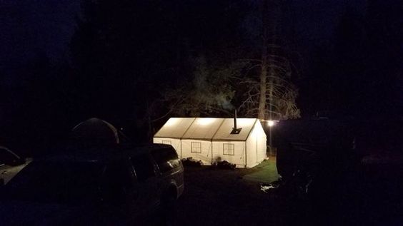 wall tent at night glowing