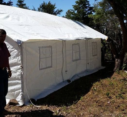 canvas tent with windows