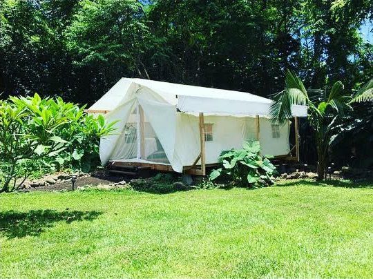 glamping tent raised