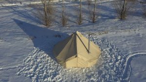 bell tent in snow