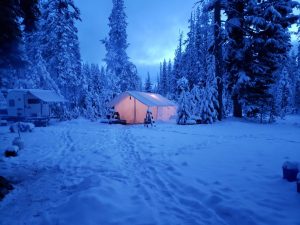 living in a tent winter
