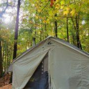 canvas wall tent with stove